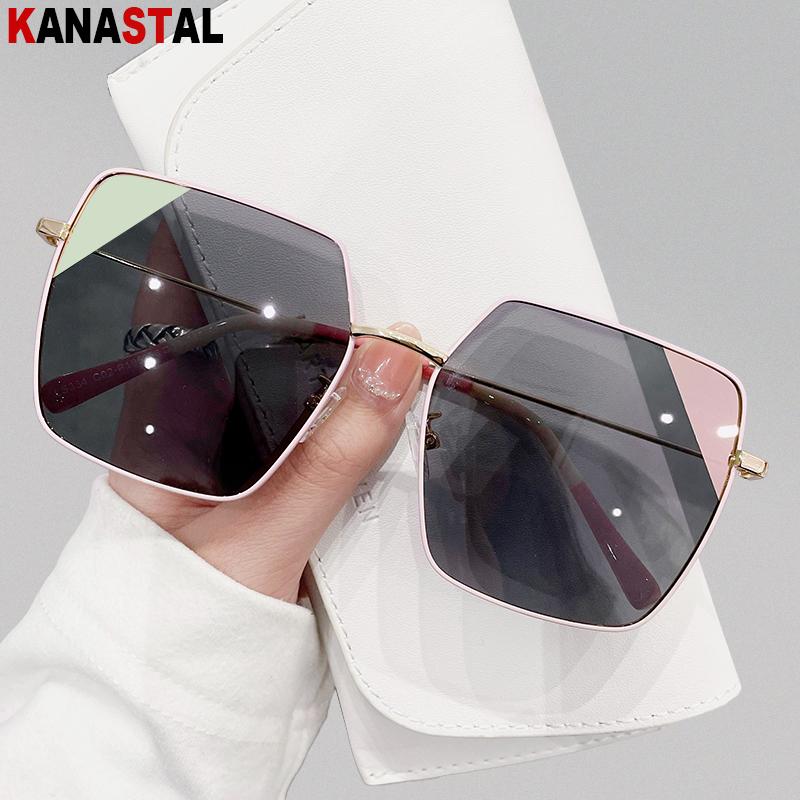 Women Sunglasses UV400 Polarized Sun Glasses Big Metal Eyeglasses Frame Camping Sunscreen Party Goggles Anti Glare Shade Eyewear