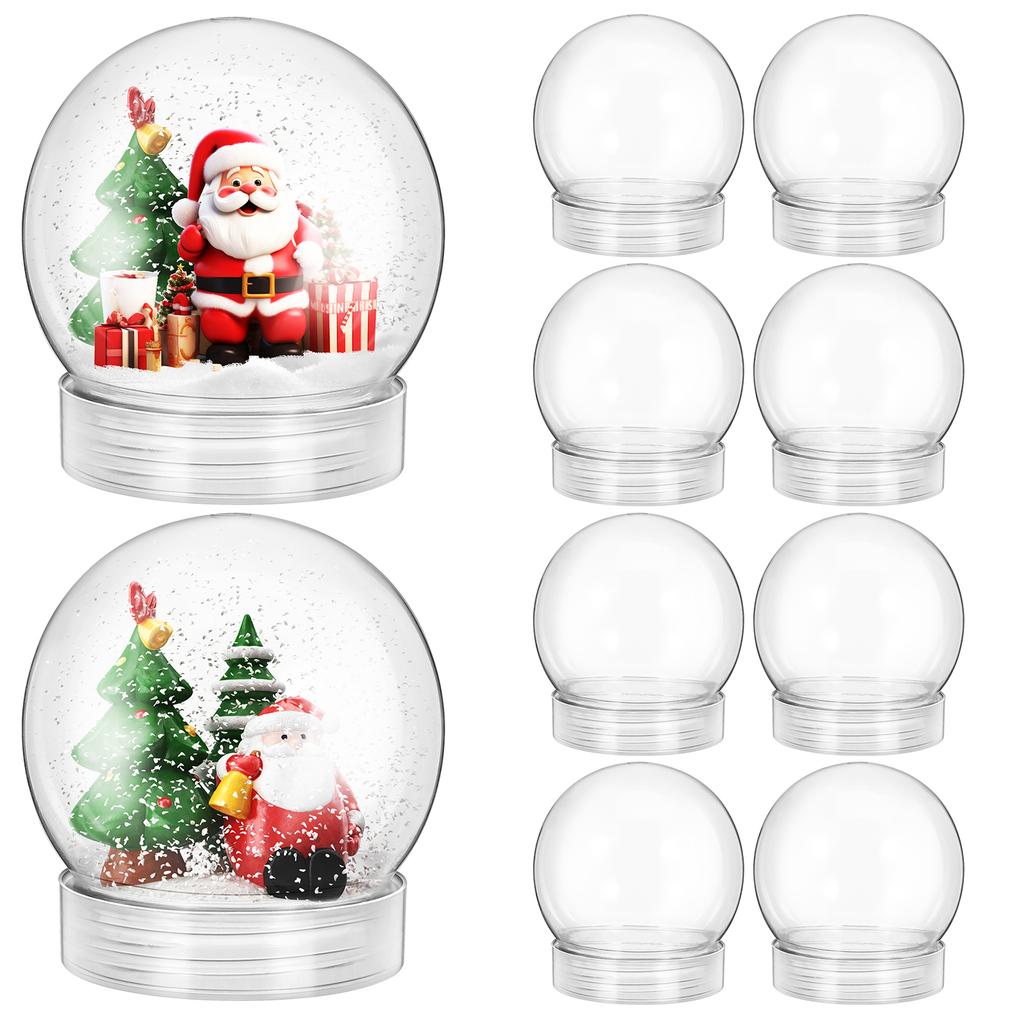 15pcs Snow Globes For Adults Kids Plastic Snow Globe 150ml/300ml Transparent Christmas Balls Halloween Candy Bottles Favor Gifts