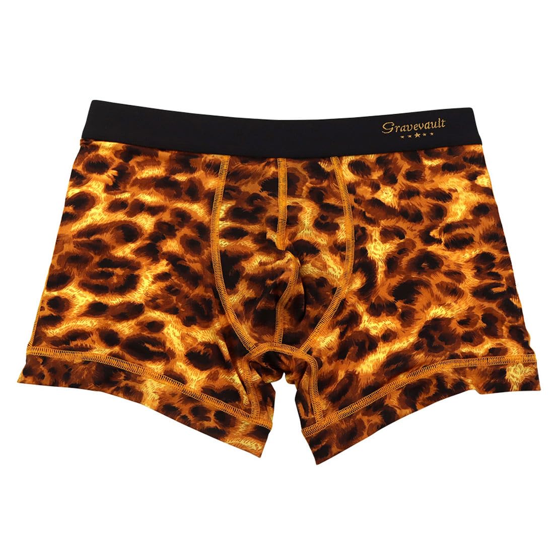 

Grave Vault LEOPARD Boxer Front Made in Luxury Size M Men s Briefs, Short, Closure, Nylon, Japan, Gift, Yellow, (3052442)