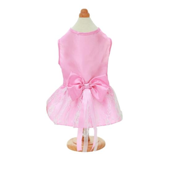 Pet Dress Lace Printing Waist Belt Soft Comfortable Silky Surface Dress-up Breathable Summer