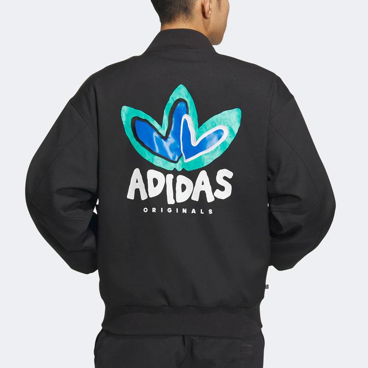 adidas Originals Special Series Heart Logo Bomber Jacket, Unisex Fashion Casual Outerwear Black IK8663