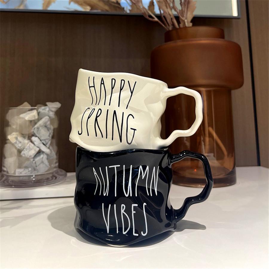 Creative Ceramic Irregular Mug Pair Simple Couple Cup Gift Office Coffee Cup Breakfast Milk Tea Cup