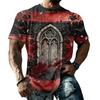 Men's Halloween Print T-Shirt, Short Sleeve Neck Tee for Halloween Celebrations