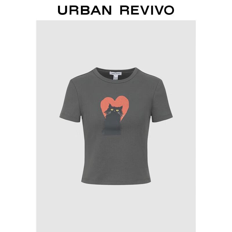 UR 2025 Spring Women s Slim-Fit Color-Block Print Short Sleeve T-Shirt S