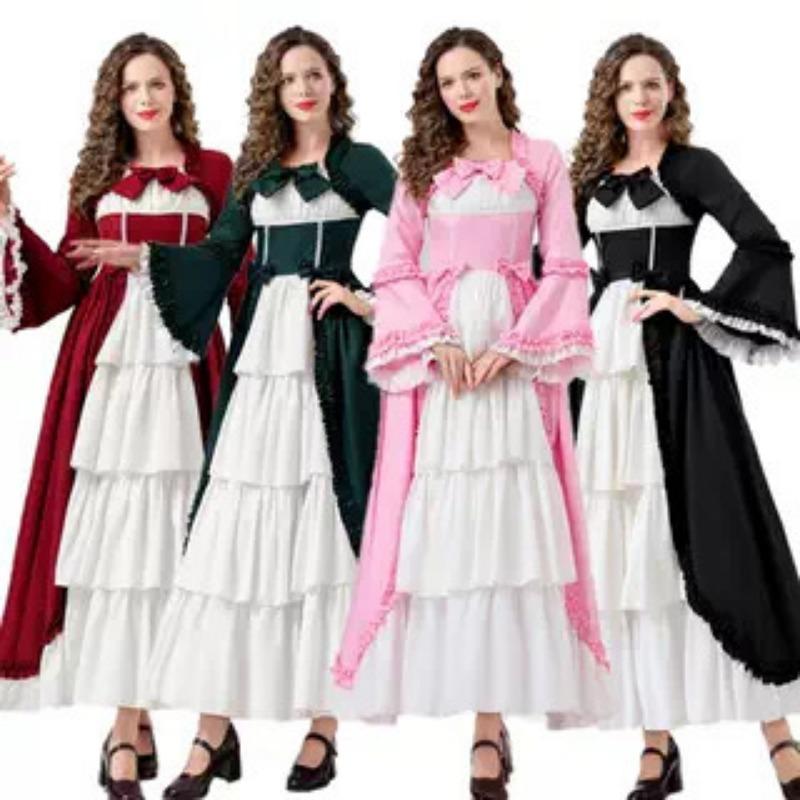 Medieval Adult Vintage Court Dress Renaissance Trumpet Sleeve Cosplay Stage Costume