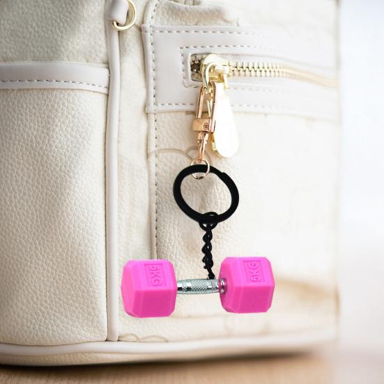Mini Dumbbell Pendant Keychain Bag Cell Phone Wallet Durable Decorative Keyring Handbag Car Decoration Accessory