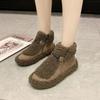 Snow Boots Women's 2025 New Lamb Wool Short Thermal Cotton Shoes Winter Wear Non-slip Flat-bottomed Velvet Short Boots