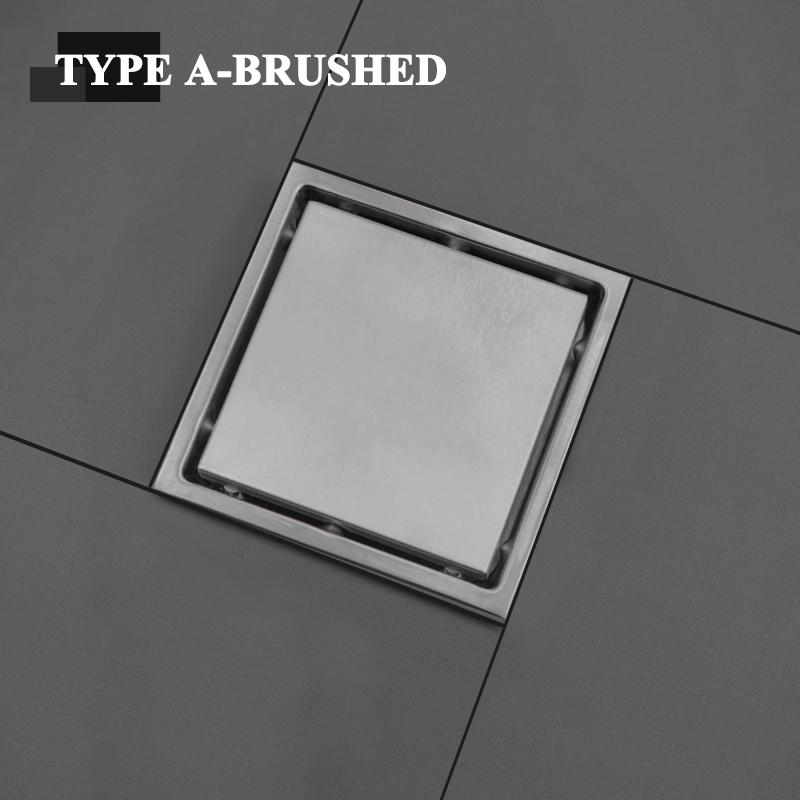 

Черный SUS304 Нержавеющая сталь Слив для душа Ванная комната Слив для пола Вставка для плитки Квадратные решетки для слива пола с защитой от запаха 15 см Матовое золото