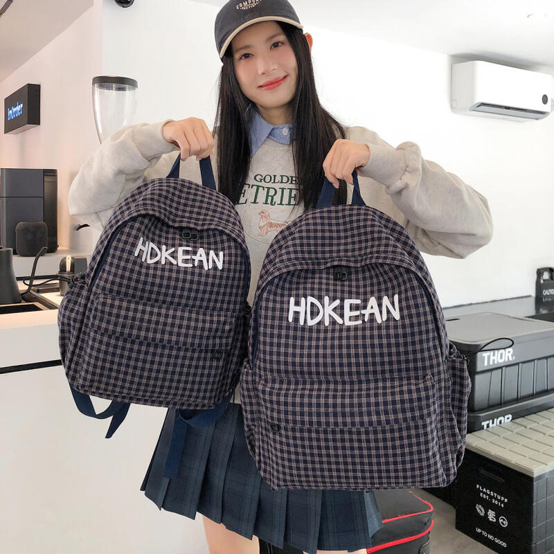 Junior School Bag Women's Check Backpack College Style Travel Backpack