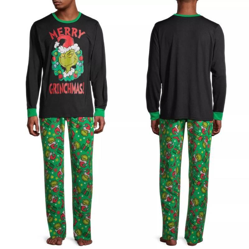 Gemütliches Weiches Polyester Familien-Partner-Pyjama-Set mit dem Grinch für alle Altersgruppen
