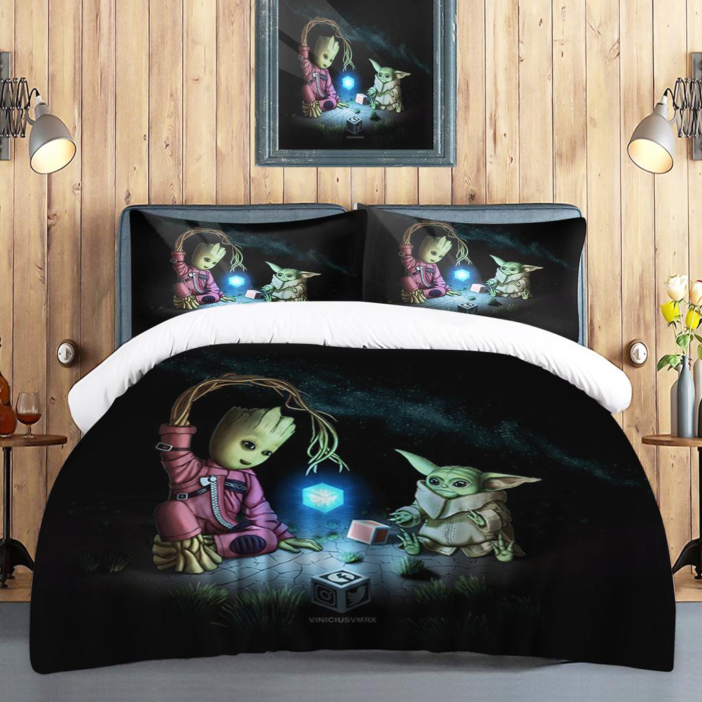 I Am Groot Duvet Cover Set Children Cute Cartoon Quilt 100% Polyeste Skin-Friendly Breathable Comforter Bedding Sets