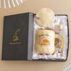 Cute Milk Fufu Cup Bread With Lid Spoon Wind Girls Ceramic Coffee Breakfast Cup Office