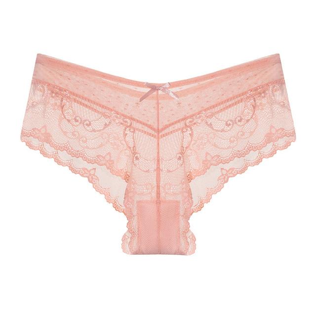 Dünne Mesh-Blumen-Stickerei-Spitze-Damenunterwäsche, transparente Versuchung, sexy Höschen, durchsichtige nahtlose Slips