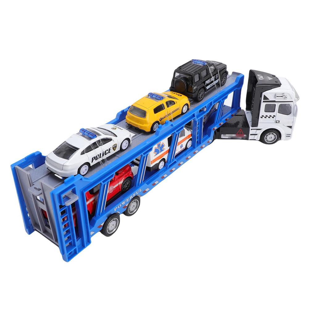 Alloy Engineering Transport Vehicles Toys with 6 Rescue Cars Boys Kids 2 Layer Model Toy