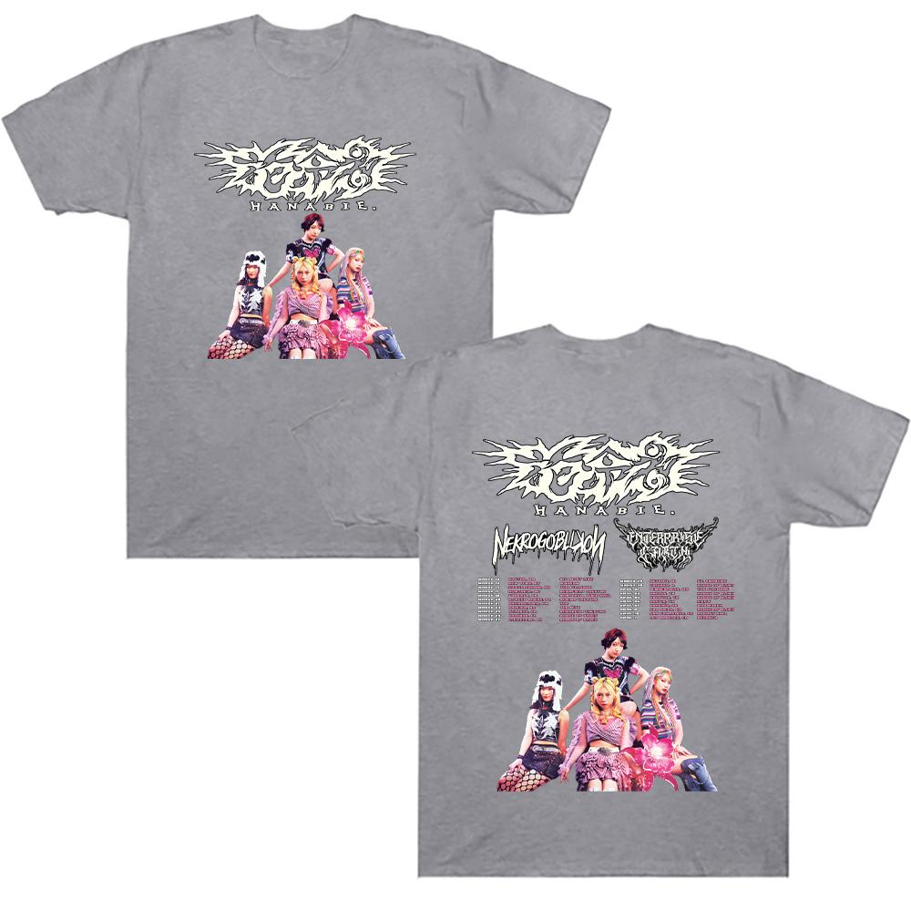 Hanabie. 2026 Tour T-shirt Hanabie. Meisjesgroep Metal Merchandise T-shirt Mannen Vrouwen Retro Cartoon Esthetisch T-shirt Casual Katoenen Top