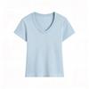 Summer Solid Color V-Neck Slim-Fit T-Shirt for Women, New Slim-Fit Round-Neck Short-Sleeve Top