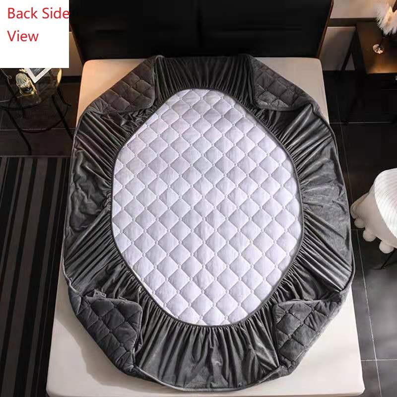 Krátký plyšový zesílený prošívaný chránič matrace King Queen Double Size Prošívaný chránič postele Potah Bez povlaku na polštář