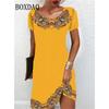 2026 Spring and Summer New Women's Retro Short-sleeved Mini Dress Ethnic Style Printed O-neck Casual Loose Retro Dress