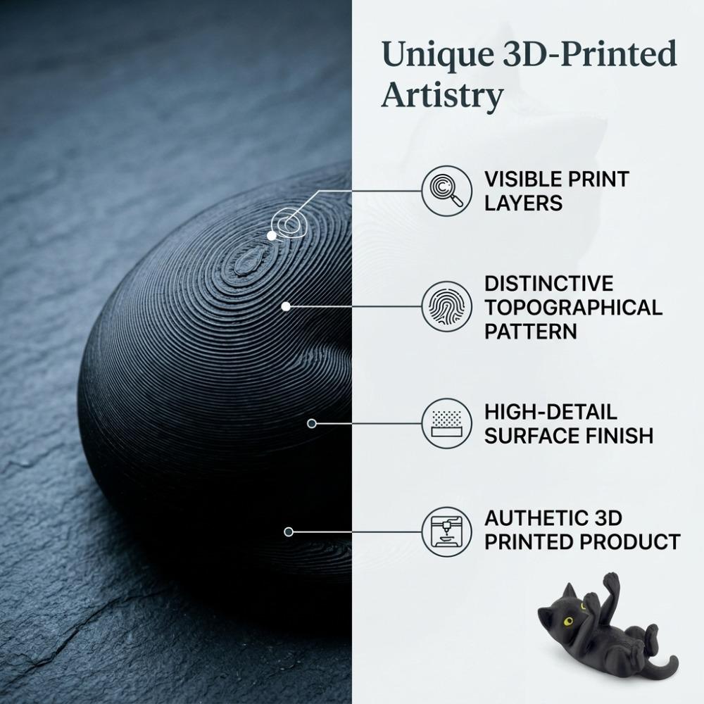 Cute Kitten‑Shaped Desktop Phone Holder 1Pc, 3D Printed Reclining Black Cat Design, Aesthetic Animal Smartphone Stand
