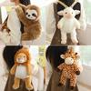 Plush Animal Backpack Sloth Lion Sheep Lemur Giraffe Rabbit Deer Elephant Stuffed Toy Cute Soft Kawaii Boys Girl School Bag Gift