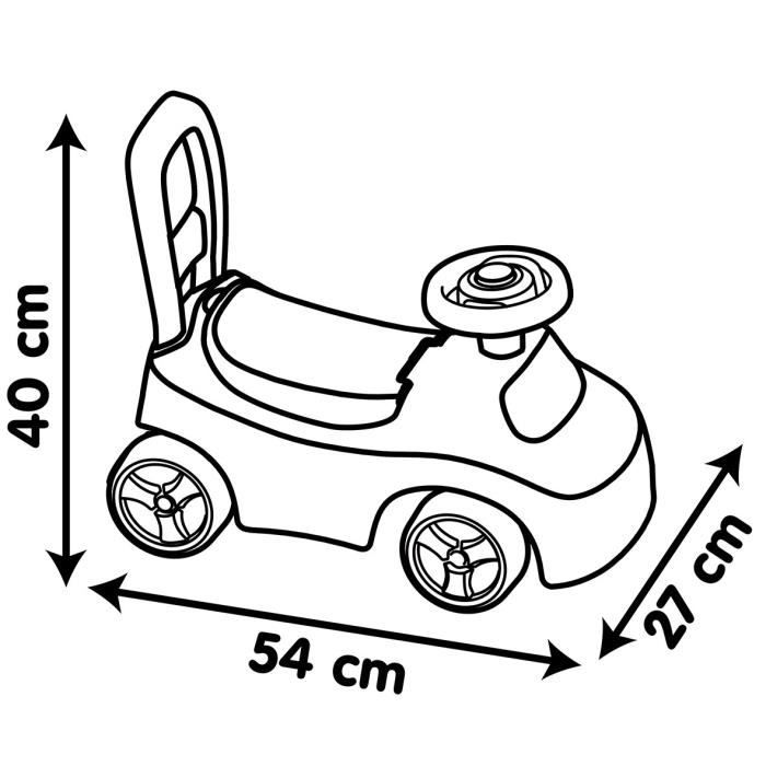 Smoby - Porteur enfant 2 en 1 - Auto Rose - Coffre sous la selle + klaxon - Dès 10 mois - Fabrication française