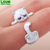 Rings Stylish Jewelry Men Women Japanese Style Cute Style Cat Rings Simplicity Stylish Present Gifts Blue Rhinestone Eyes Dog RingsCute Finger Ring