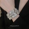 European and American Style Elastic Exaggerated Bracelet, Light Luxury High-End Silver Wide Bangle, Niche Exquisite Wristband, Stage Jewelry for Women