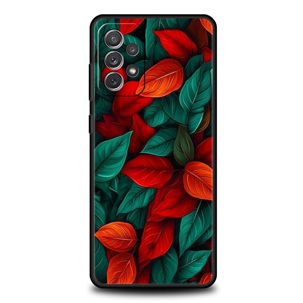 Cartoon Leaf Phone Case for Samsung Galaxy A55 A35 A15 A14 A13 A25 A54 A51 A71 A72 A73 A32 A52 A41 5G Soft TPU Shell Fundas Bags