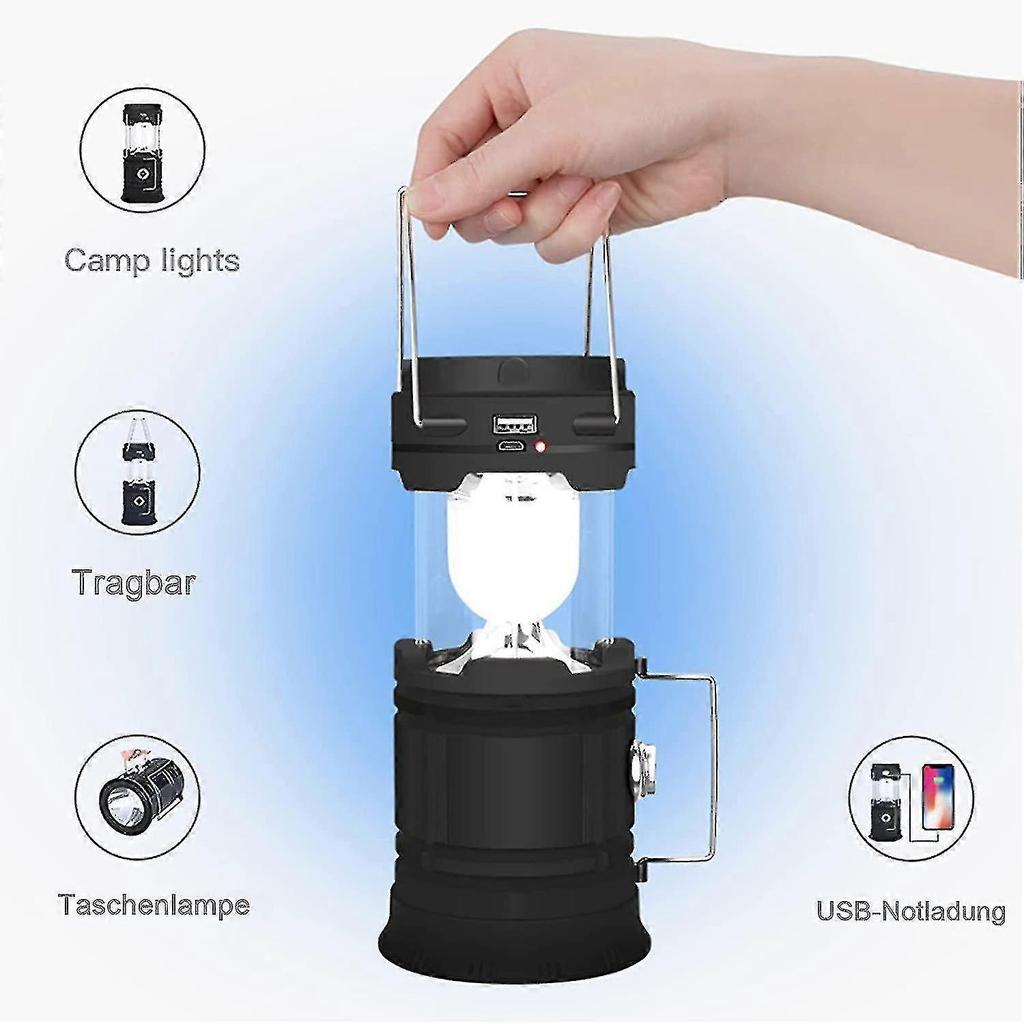Camping Lantern, Foldable Camping Lamp, Usb And Solar Rechargeable Tent Light Yanlieso