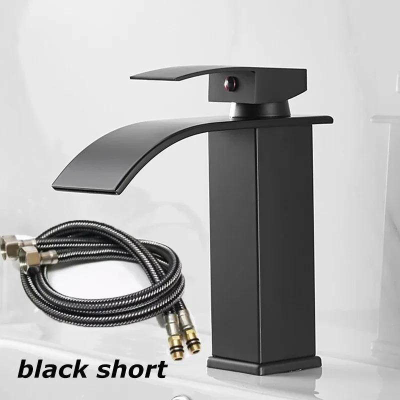 Waterfall Stainless Steel Wash Basin Faucet With Hot and Cold Water Pipe Toilet Wash Basin Bathroom Kitchen Home