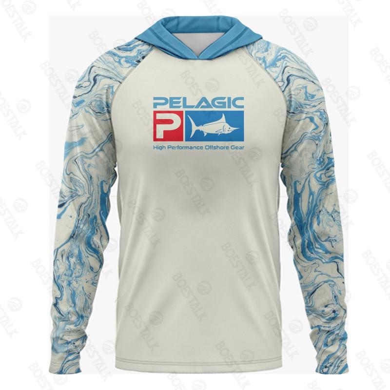 Men's PELAGIC Long-sleeved Hooded Fishing Suit With UV Sun Protection UPF50 + Luya