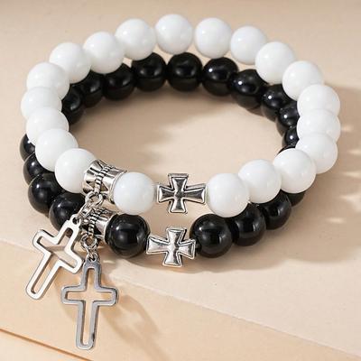 Hohles Kreuz Perlen Partner Armband farbiges Perlenarmband Geschenk für gute Freunde Schmuck