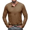 Men's Deep Blue Henley Neck Long Sleeve Casual Shirt with Stretch Comfort Fit