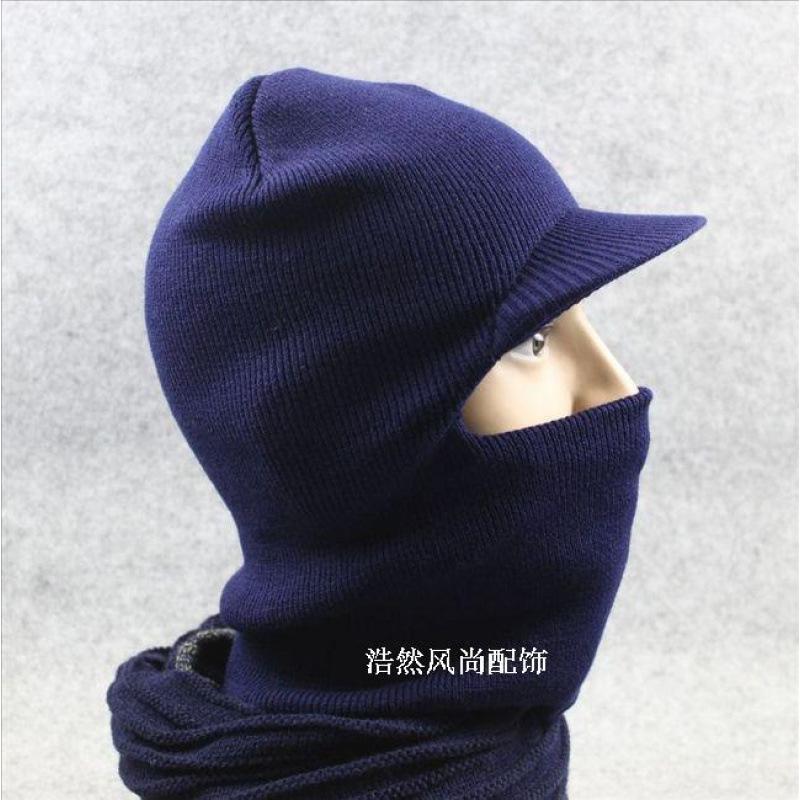 Middle-aged and elderly people leak their eyes in winter, thread caps, face masks, warm thread caps, cycling cold knitted hats