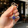 Rhinestone Rose Keychain Retro Keychain Golden Plated Alloy Key Ring for Bag Decoration Men Women Pendant Handbags Backpacks Women