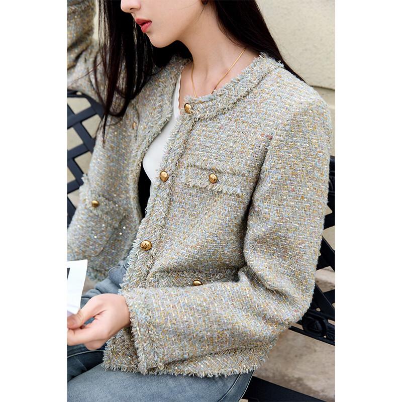 Xiangying Elegant French Style Short Tweed Jacket