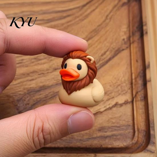 Miniature Animal Statues Cute Lion Duck Figurine, 3D Printed Desktop Ornament, Creative Decorative Tabletop Items Statue for Car Dashboard Shelf