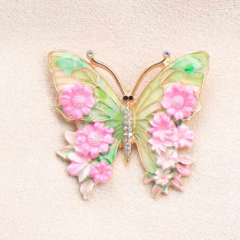 1Pcs Colorful Beautiful Insects Brooch Vintage Big Flower Butterfly Brooches For Women'S Clothes Pins Gifts