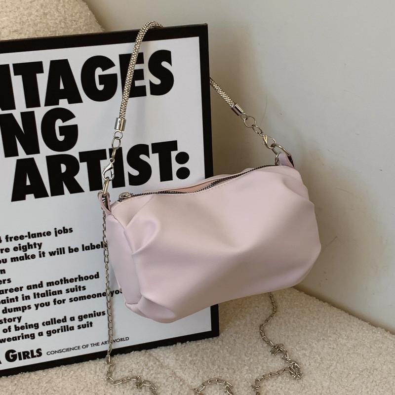 Trendy Black Beige Pink Small Crossbody Bag With Elegant Pleated Detail For Fashionistas розовый