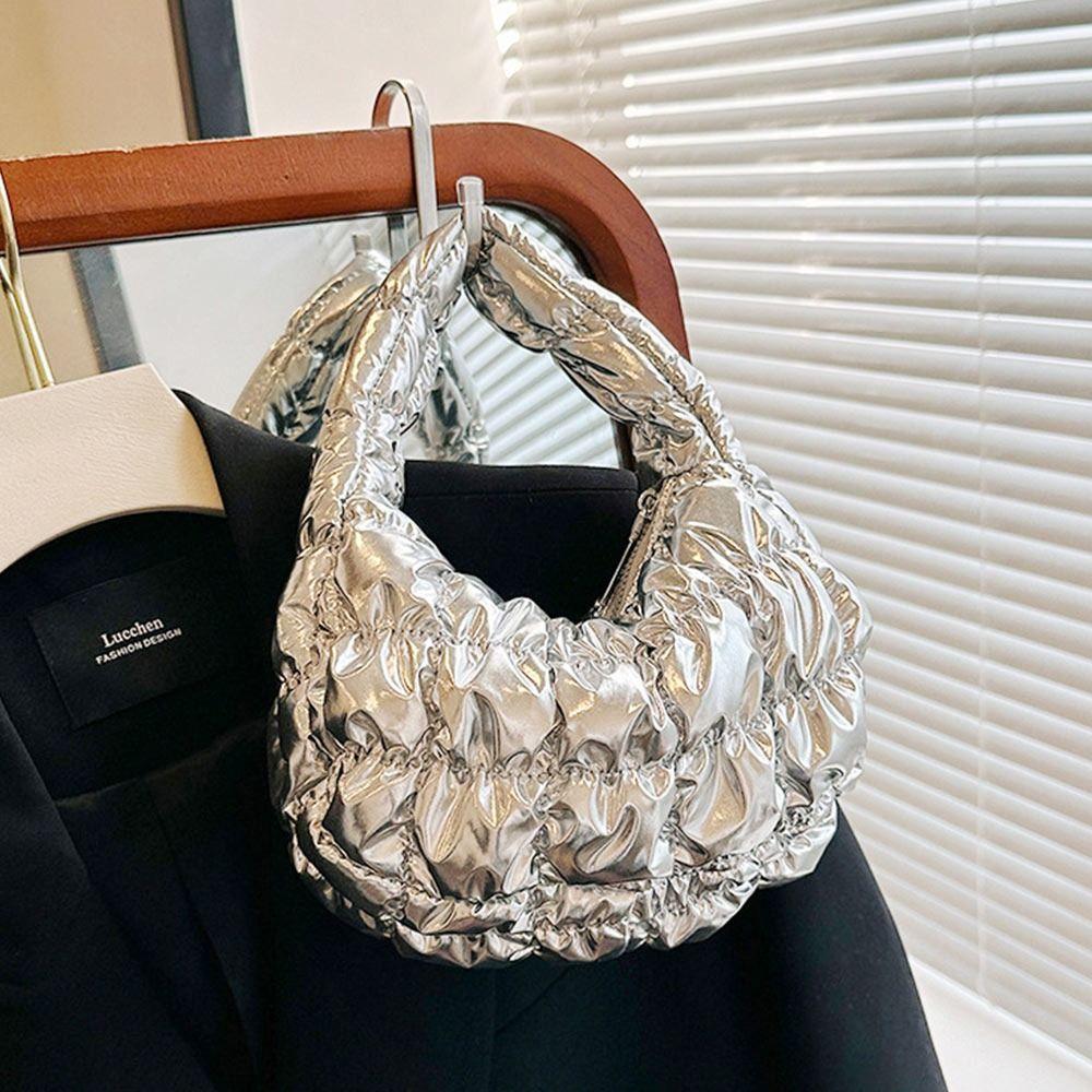 

Bubble Bag Pleated Cloud Bag Fashionable Mini Handbag New Versatile Sweet Beauty Handbag срібний