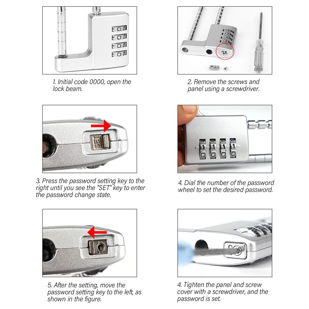 Adjustable Combination Lock Long Shackle Security Padlock Versatile Combination Lock Upgraded for Gym School & Fences