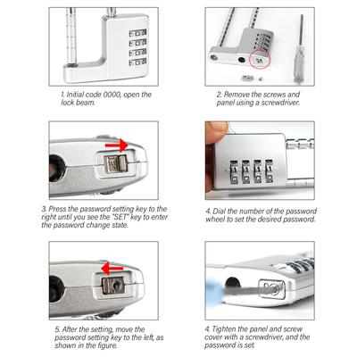 Adjustable Combination Lock Long Shackle Security Padlock Versatile Combination Lock Upgraded for Gym School & Fences