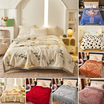 Flannel Blanket Thickened Floral Printing Double-layered Warmth Retention Easy Care Machine Washable
