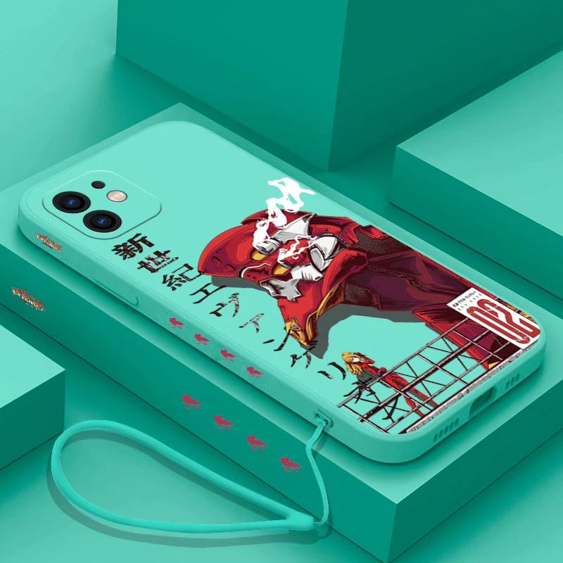 Husa de telefon NEON GENESISES EVANGELIONS EVA pentru iPhone 15 14 13 12 11 Pro Max Mini X XR XS MAX SE20 8 7 Plus cu curea de mână