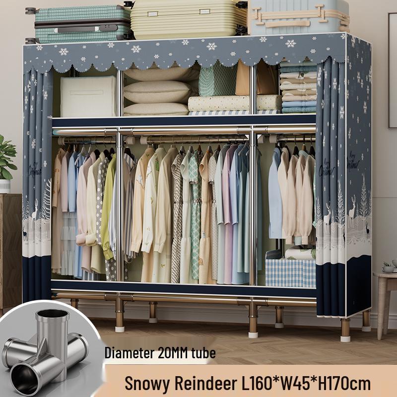 Sturdy Reinforced Steel Frame Fabric Wardrobe for Home & Bedroom Use