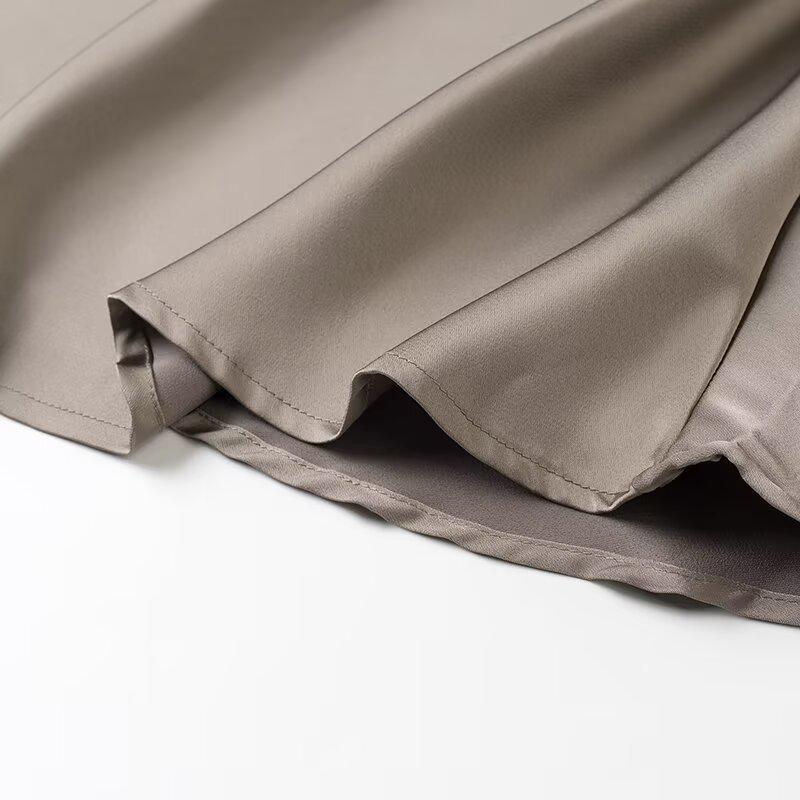 Spring 2025 Women's Fashion: European & American Style Backless Halterneck Silk Satin Short Dress