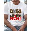 European Size Plus Size Men's Cotton T-Shirt with Dogs Graphic - Casual Crew Neck Top with Slight Stretch, Geometric-Pattern, Knit Fabric for Summer