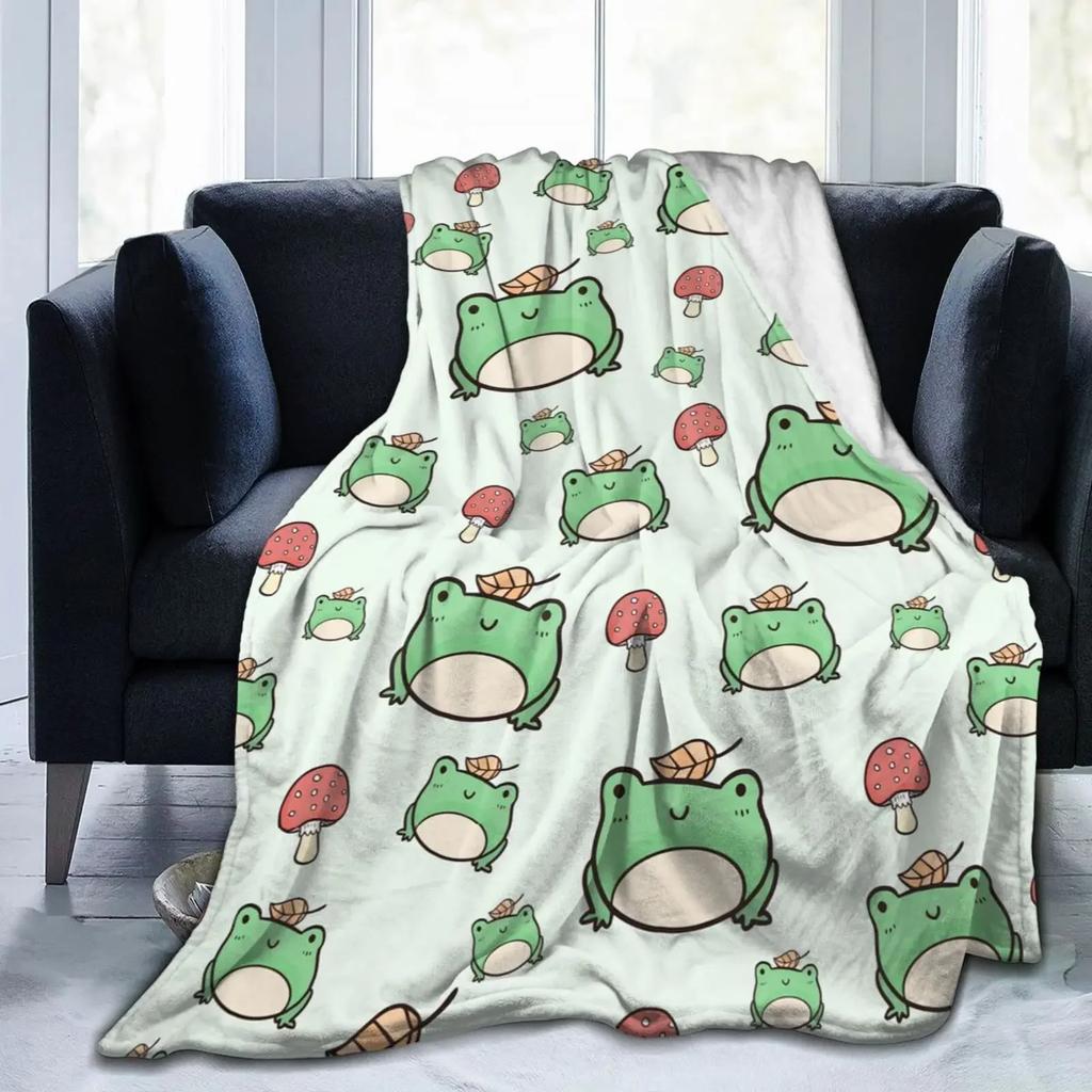 Frog Blanket Soft Warm Lightweight, Kawaii Frog Throw Blanket Cozy Plush Warm Blankets for Women Men Boys Girls Gifts King Size