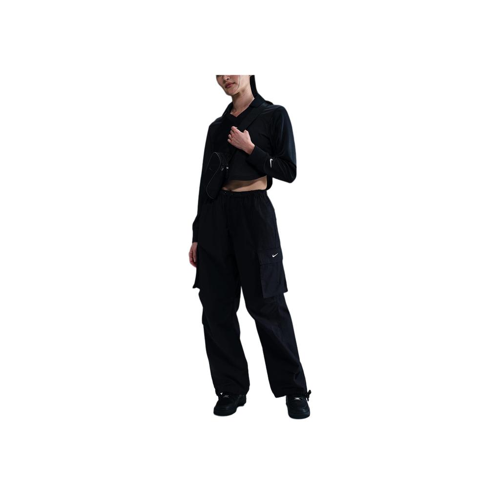 Nike Sportswear Logo Solid Comfortable Casual Work Pants Women Pants Black White IB1059-010