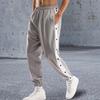 Mid-Rise Elastic Waistband Pockets Side Buttons Closure Men Pants Splicing Basketball Training Sweatpants Daily Clothing